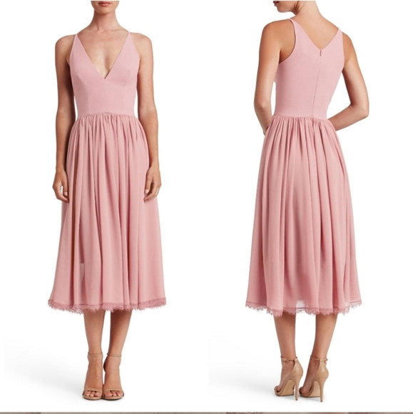 Dress the Population Alicia Midi Dress Blush Pink Size L - Picture 2 of 10